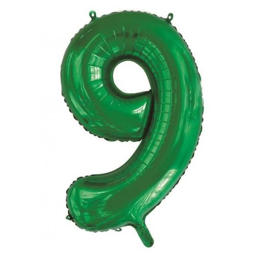 Green Number 9 Supershape 86cm Foil Balloon UNINFLATED
