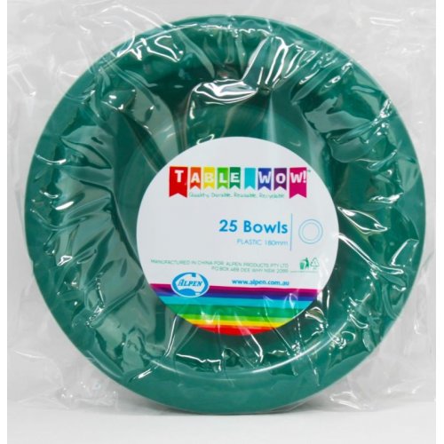 Green Plastic Bowls - Pack of 25