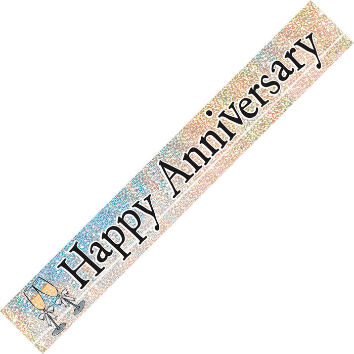 Happy Anniversary Prismatic Foil Banner