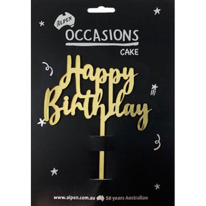 Happy Birthday Gold Acrylic Cake Topper