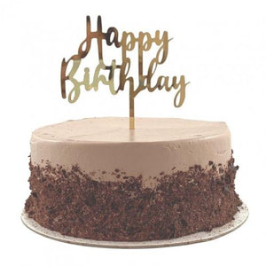 Happy Birthday Gold Acrylic Cake Topper