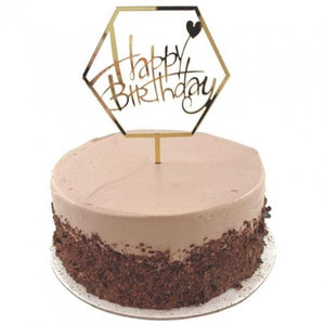 Happy Birthday Hex Gold Acrylic Cake Topper