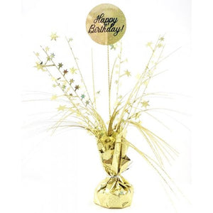 Happy Birthday Holographic Gold Centrepiece Spray