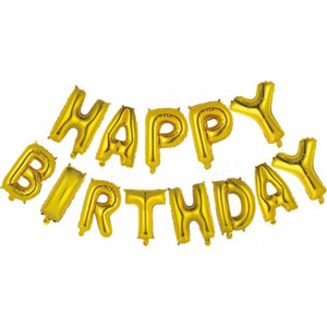 Gold Happy Birthday Foil Balloon Banner Kit - Air Fill Only