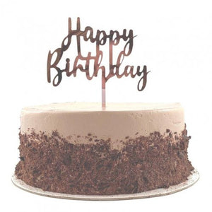 Happy Birthday Rose Gold Acrylic Cake Topper