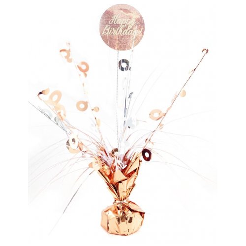 Happy Birthday Rose Gold & White Centrepiece Spray