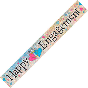 Happy Engagement Prismatic Foil Banner