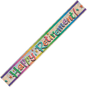 Happy Retirement Prismatic Foil Banner