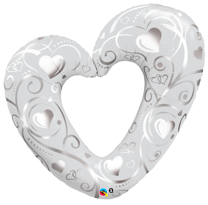 Hearts & Filigree Pearl White SuperShape Foil Balloon UNINFLATED