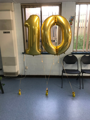 Helium Inflated Birthday Number Foil Balloons with Weight