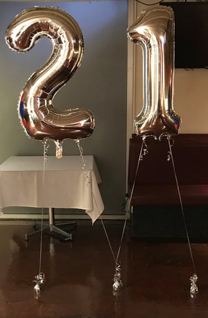 Helium Inflated Birthday Number Foil Balloons with Weight