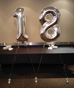 Helium Inflated Birthday Number Foil Balloons with Weight