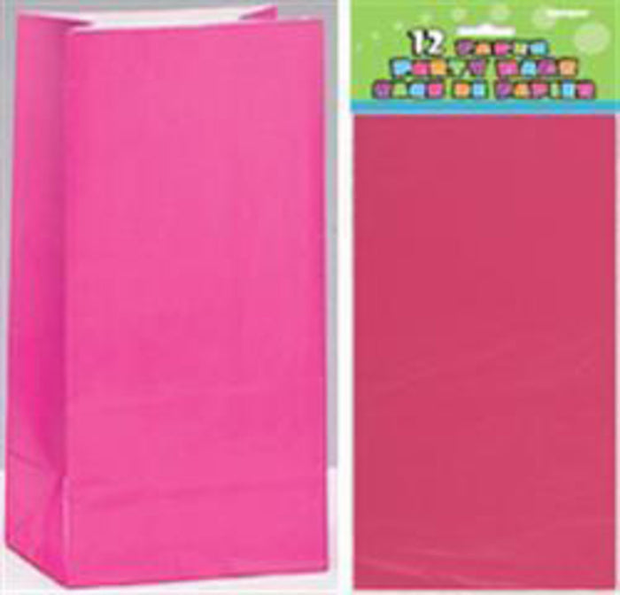 Hot Pink Paper Birthday Loot Bags