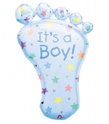 It's A Boy Foot SuperShape Foil Balloon UNINFLATED