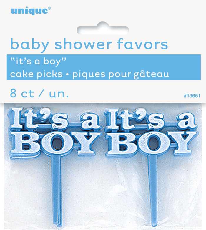 It's A Boy Cake Picks Blue Party Favors
