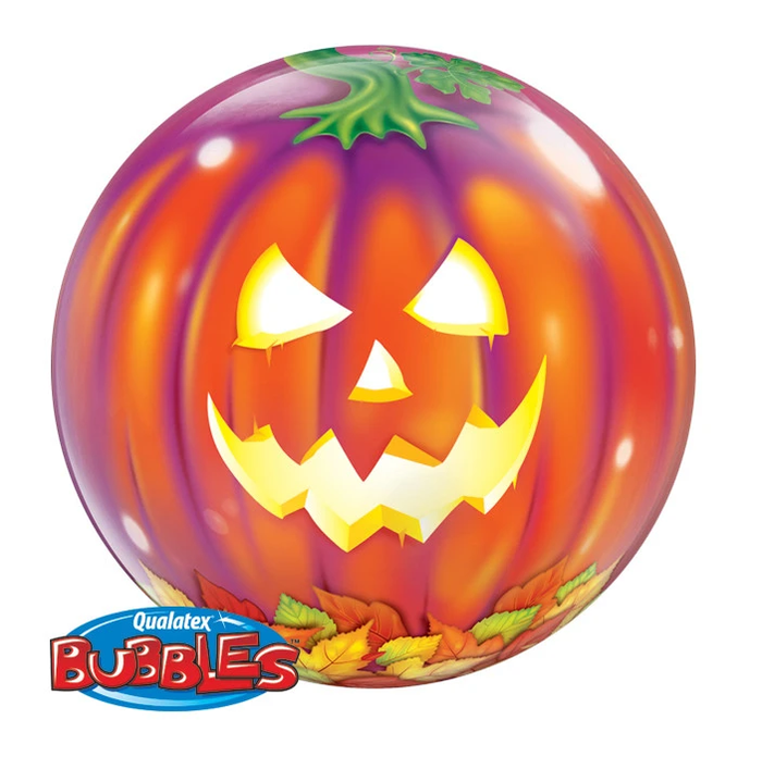 Jack O' Lantern 22 Inch Qualatex Bubble Balloon UNINFLATED