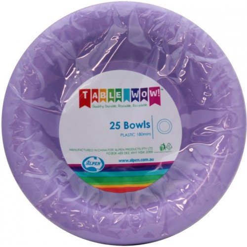Lavender Plastic Bowls - Pack of 20