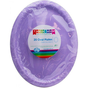 Lavender Plastic Oval Plates - Pack of 25