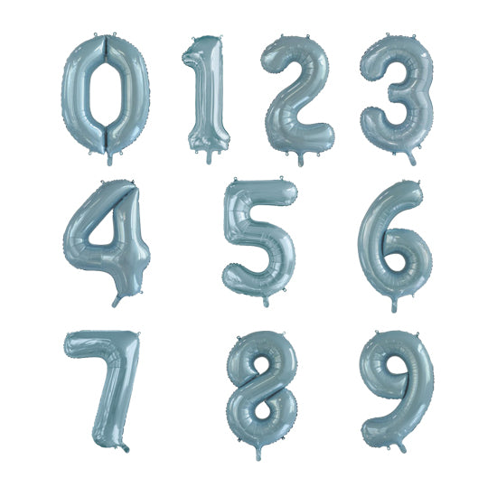 Light Blue Helium Inflated Number Foil Balloon each