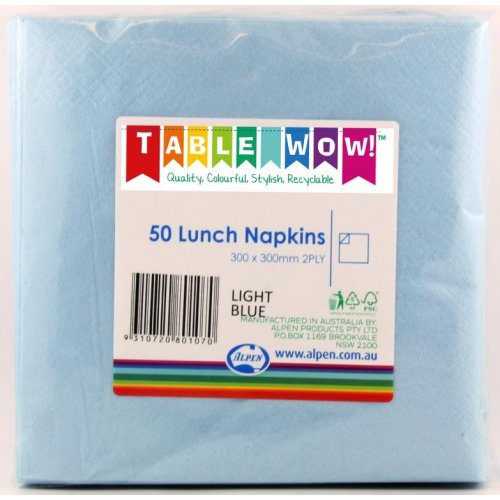 Light Blue Lunch Napkins - Pack of 50