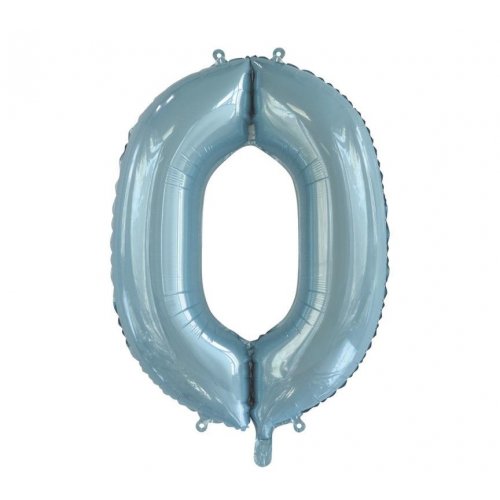 Light Blue Number 0 Supershape 86cm Foil Balloon UNINFLATED