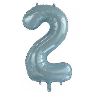 Light Blue Number 2 Supershape 86cm Foil Balloon UNINFLATED