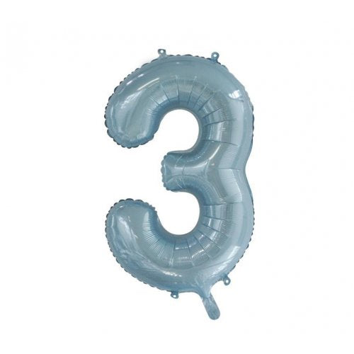 Light Blue Number 3 Supershape 86cm Foil Balloon UNINFLATED