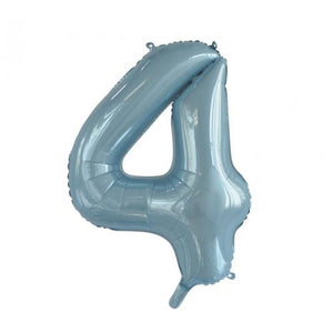 Light Blue Number 4 Supershape 86cm Foil Balloon UNINFLATED