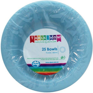 Light Blue Plastic Bowls - Pack of 20