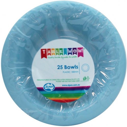 Light Blue Plastic Bowls - Pack of 25