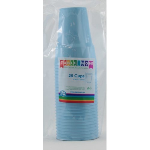 Light Blue Plastic Cups - Pack of 25