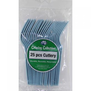 Light Blue Plastic Forks - Pack of 25