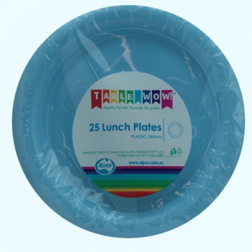 Light Blue Plastic Lunch Plates - Pack of 25