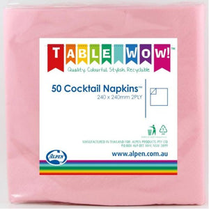 Light Pink Cocktail Napkins - Pack of 50