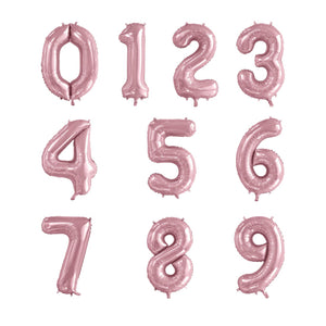 Light Pink Helium Inflated Number Foil Balloon each