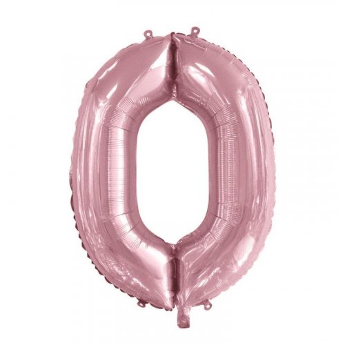 Light Pink Number 0 Supershape 86cm Foil Balloon UNINFLATED