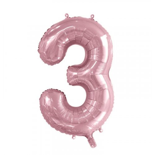 Light Pink Number 3 Supershape 86cm Foil Balloon UNINFLATED