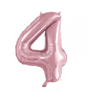 Light Pink Number 4 Supershape 86cm Foil Balloon UNINFLATED