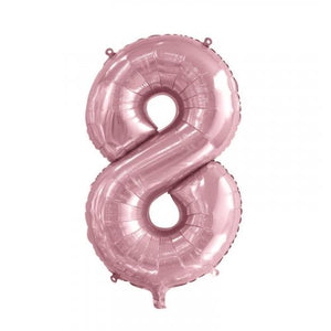 Light Pink Number 8 Supershape 86cm Foil Balloon UNINFLATED