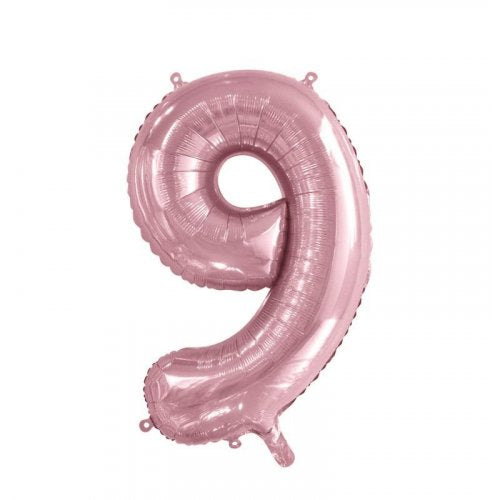 Light Pink Number 9 Supershape 86cm Foil Balloon UNINFLATED