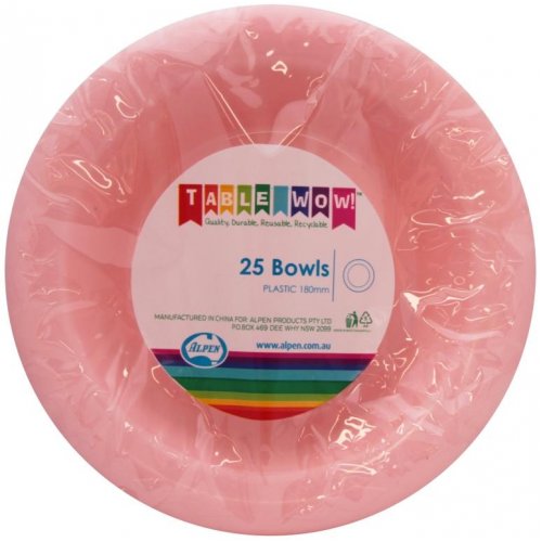 Light Pink Plastic Bowls - Pack of 20
