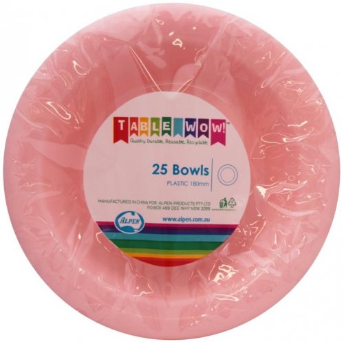Light Pink Plastic Bowls - Pack of 25