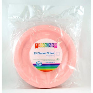 Light Pink Plastic Dinner Plates - Pack of 25