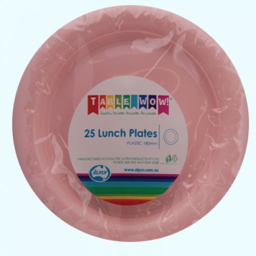 Light Pink Plastic Lunch Plates - Pack of 25