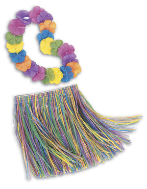 Luau Child Hula Skirt and Lei Set