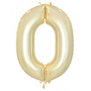 Luxe Gold Number 0 Supershape 86cm Foil Balloon UNINFLATED