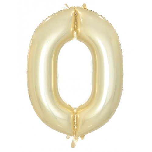 Luxe Gold Number 0 Supershape 86cm Foil Balloon UNINFLATED