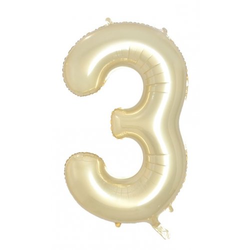 Luxe Gold Number 3 Supershape 86cm Foil Balloon UNINFLATED