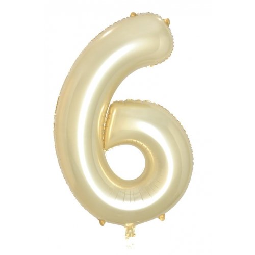 Luxe Gold Number 6 Supershape 86cm Foil Balloon UNINFLATED