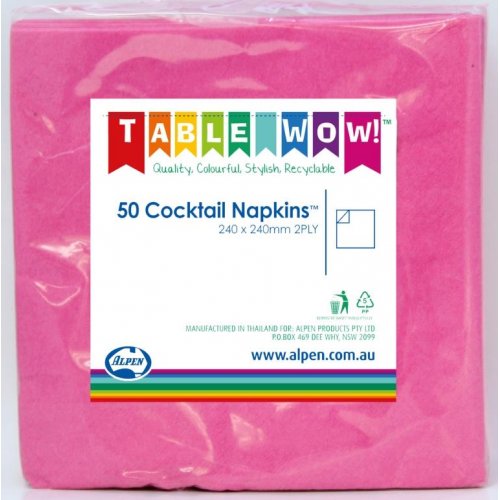 Magenta Pink Cocktail Napkins - Pack of 50